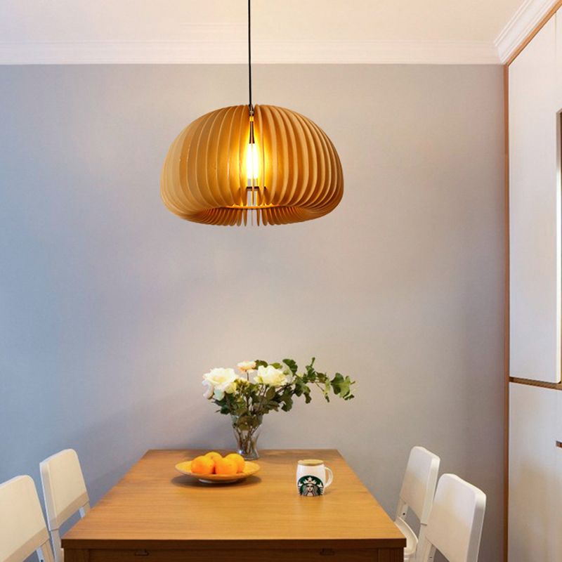 Pumpkin suspendue plafonnier simple bois beige pendant suspendu pour salle à manger