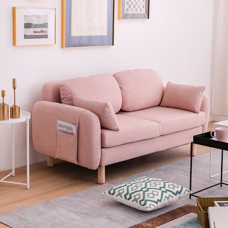 Scandinavian Loveseat with Two Pillow Back and Storage for Apartment