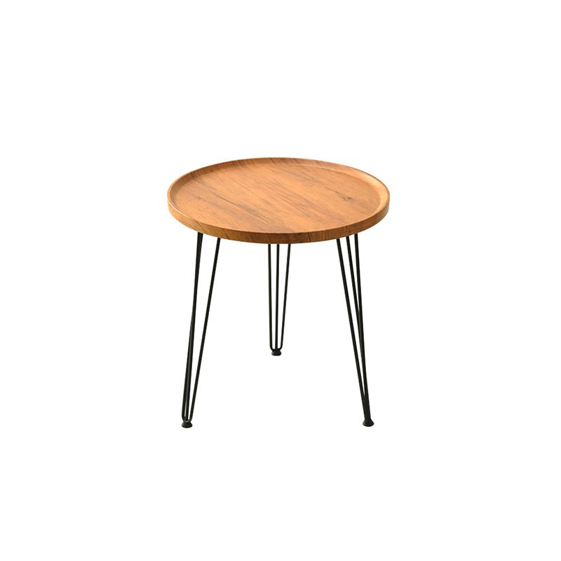 Modern Style Black Metal Base Wood/grey/walnut Plate Round Table Top Side Table
