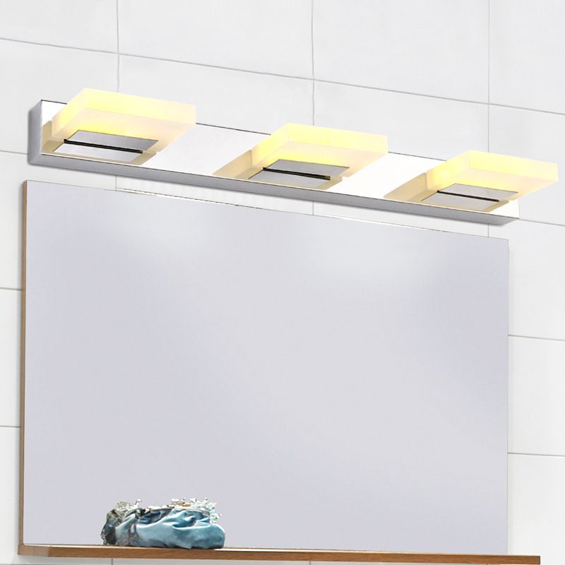 Rotatable quadratische Acryl -Waschtischlampe Minimalistische Nickel -LED -Wandleuchten für Bad