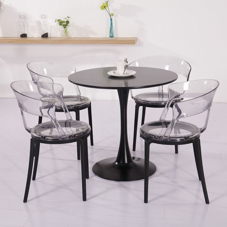 Contemporary Plastic Restaurant Side Chair Clear Open Back Dining Chair