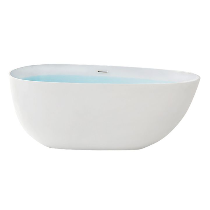 Acrylic Freestanding Bath Oval White Modern Back to Wall Bathtub