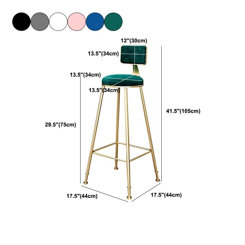 Glam Metal Barstool Velvet Gold Furniture in Matte Finish for Indoor