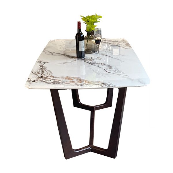 Mesa de comedor estándar rectangular de piedra sinterizada blanca industrial para cocina