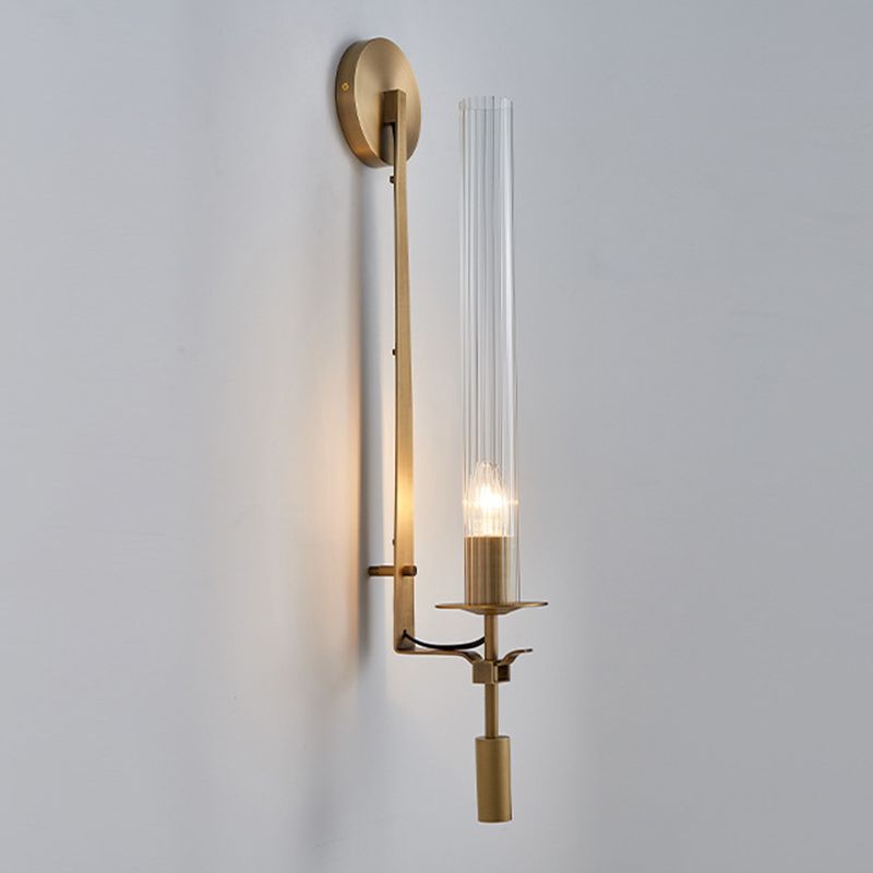 Cylinder Wall Mounted Lamps Postmodern Clear Glass Wall Sconce for Living Room