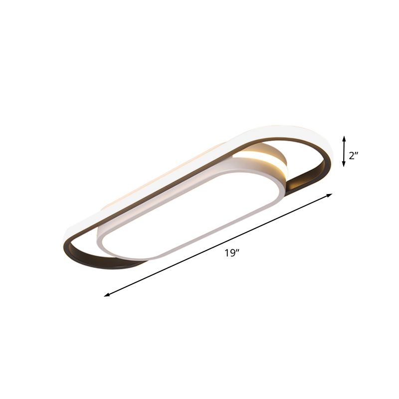 LED Corridor Flushmount Simple Schwarz und Weiß Flush Ceiling Light mit Arc Rectangle Acryl Ton in Weiß/Warm Light, 19 "/23" Breite