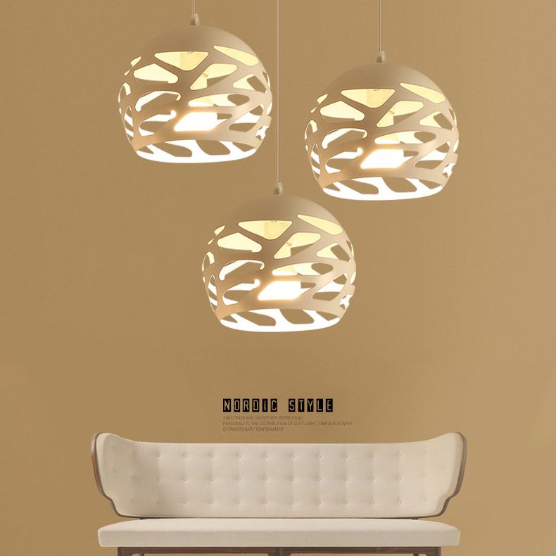 Ronde 3 lichte cluster hanger moderne stijl metalen eetkamer hangend lichtarmatuur in wit