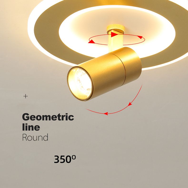 Montaje semi descarte LED de 1 luces en moderna luz de techo interior de metal de estilo conciso en oro