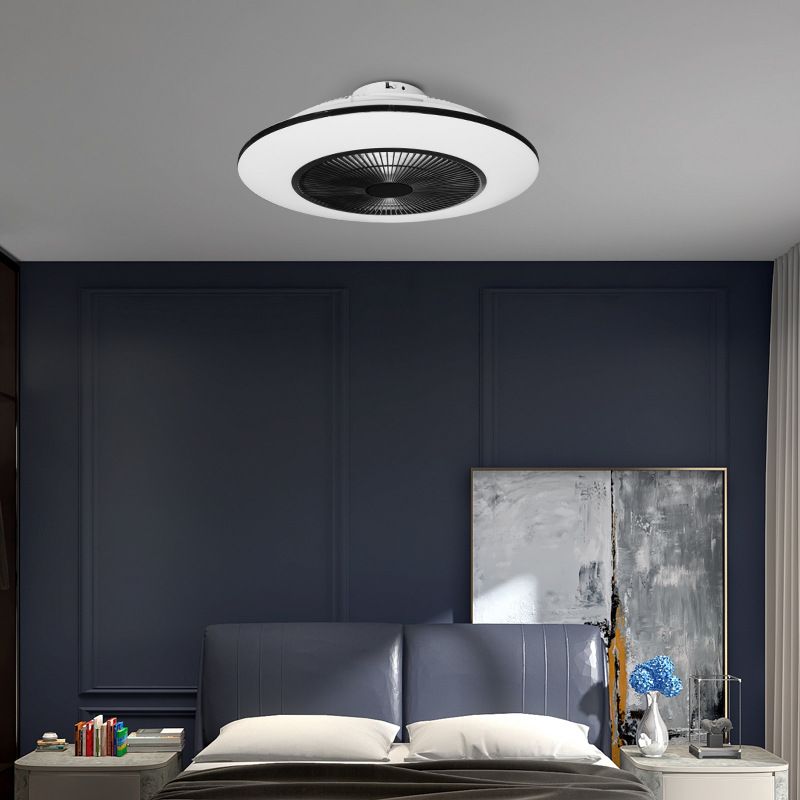 Schwarzer runde Lüfterleuchte nordische LED -Acryl -halb Flush Deckenleuchte für Schlafzimmer