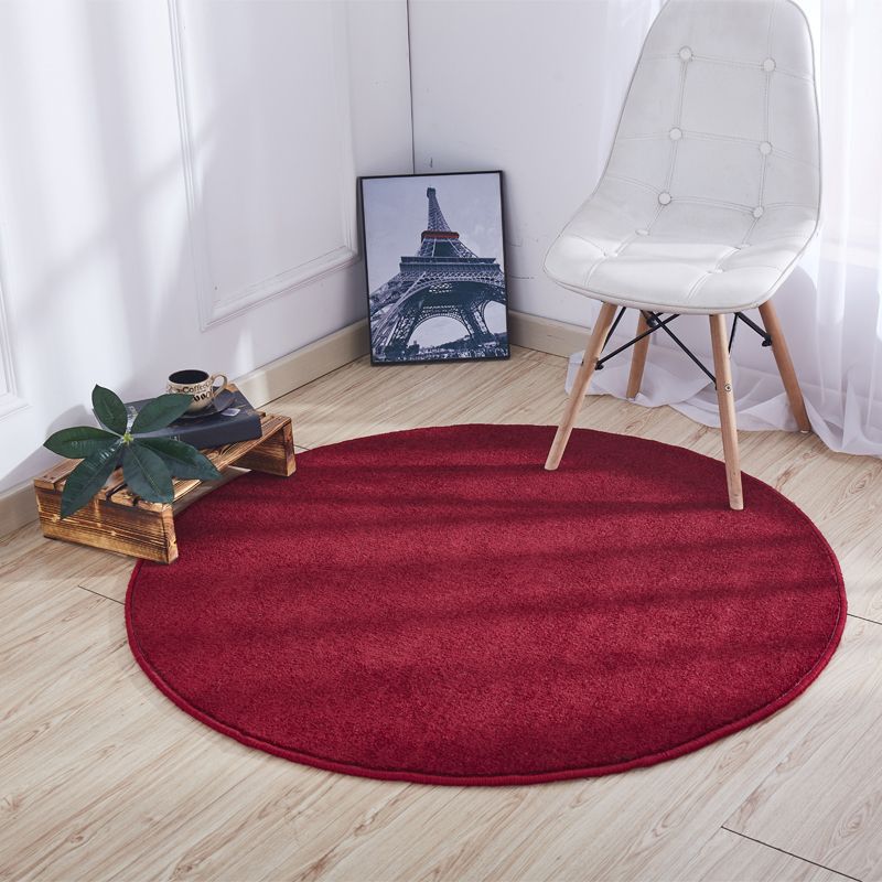 Round Plain Shag Rug Classical Indoor Carpet Non-Slip Backing Carpet for Home Decoration