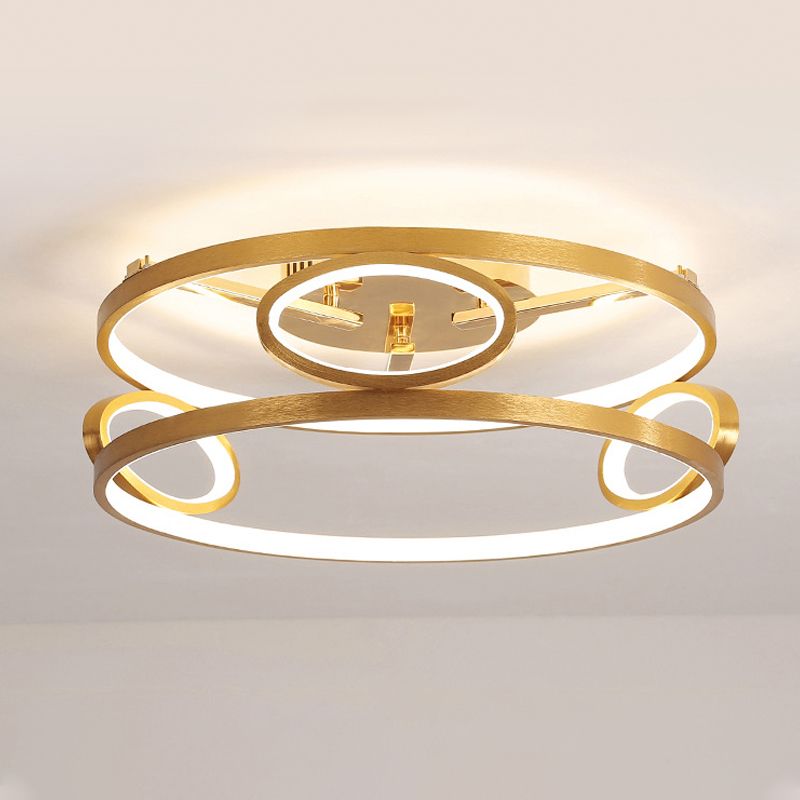 Tiered Semi Flush Light Simple Acrylic LED Gold Ceiling Mounted Fixture for Living Room, 18"/23.5" Wide