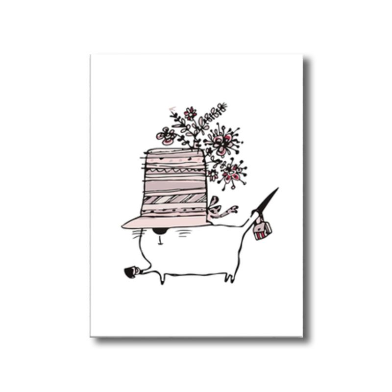 Cartoon Animal Canvas Wall Art Textured Kids Style Girls Room Wall Decor in Soft Color