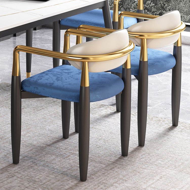 Silla de comedor casera tapizada contemporánea con respaldo abierto y acabado mate