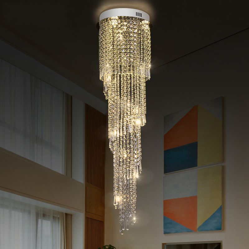 Contemporary Raindrop Pendant Light 12-Head Crystal LED Multi Ceiling Lamp in Silver