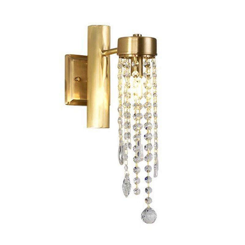 Cascade Bedroom Wall Sconce Light Vintage Crystal 1/2 Heads Gold LED Wall Lighting Fixture