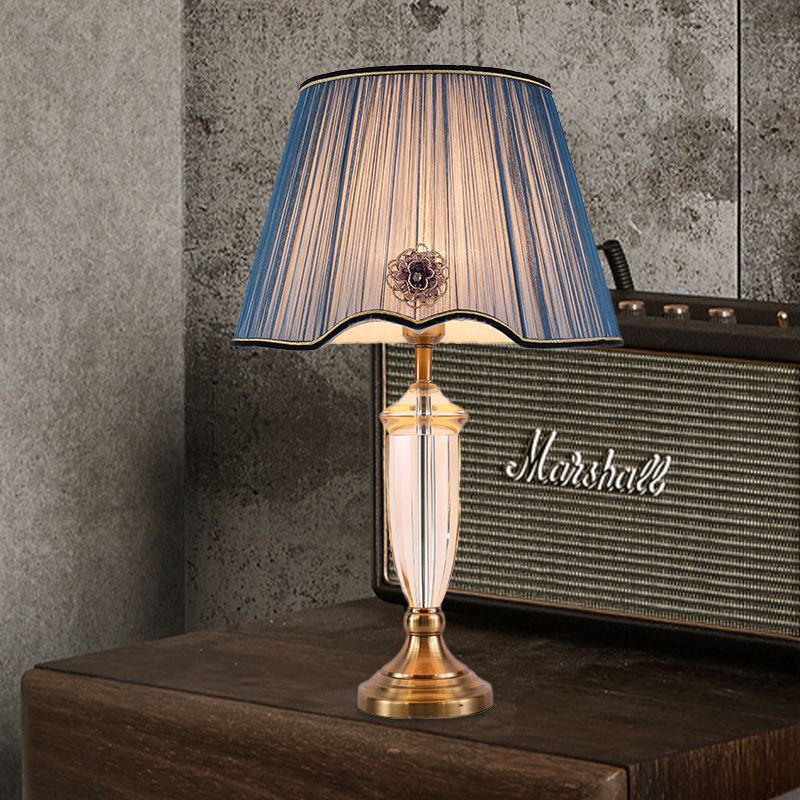 1 Glühbirnen Esszimmer Schreibtisch Licht Modernismus Weiß/Blau -Tischlampe mit konischem Stoff Schatten