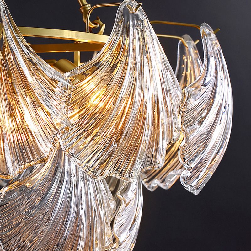 Shell Chandelier Light Fixture Vintage Clear Glass Pendant Lighting for Restaurant