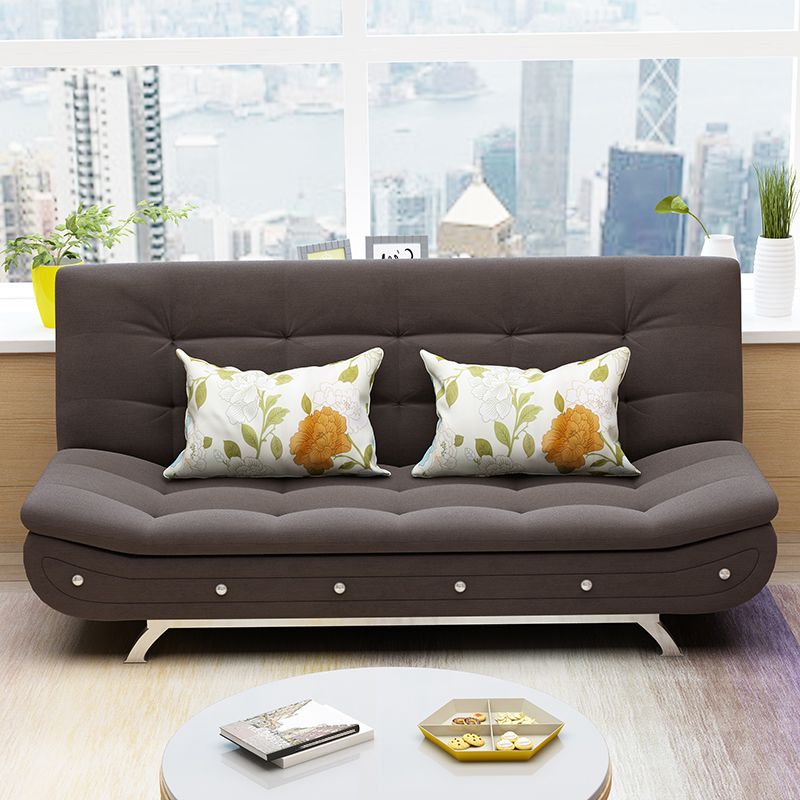 Cotton Blend Convertible Contemporary Biscuit Back Armless Sofa Bed