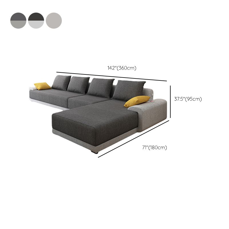 Scandinavian Style Stationary Seating Living Room Recessed Arm Pillows Sofa