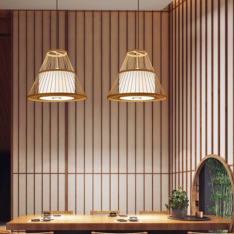 Japanese Pendulum Light Rattan 1-Light Hanging Ceiling Light for Dining Room