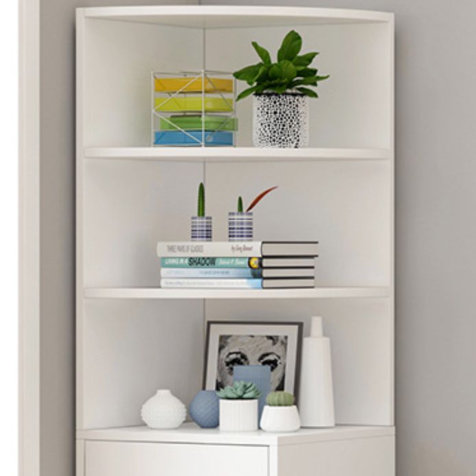 Contemporary White Water Resistant Cabinet with Drawers Corner Cabinet