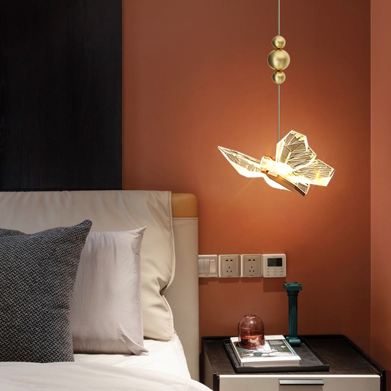 Gold Acrylic Down Lighting Pendant Contemporary 1-Light Ceiling Light for Bedroom