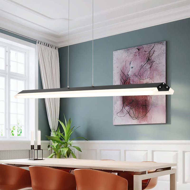 Rectangular Pendant Lighting Modern Acrylic Black/White LED Ceiling Lamp for Dining Room in Warm/White Light, 27.5"/35.5"/43" Wide