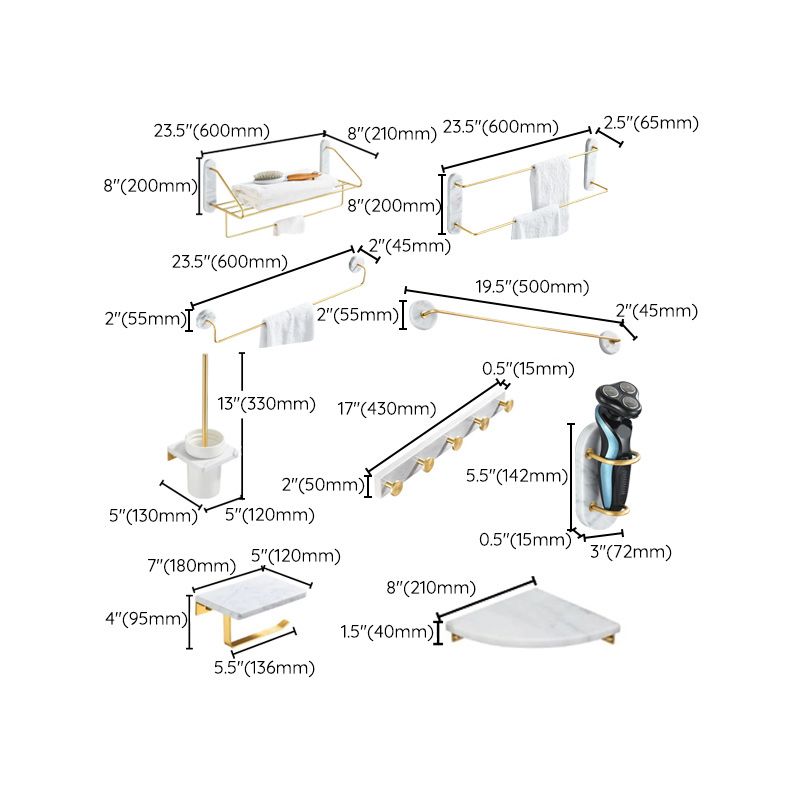 Modern Bathroom Accessory As Individual Or As a Set in Marble and Metal