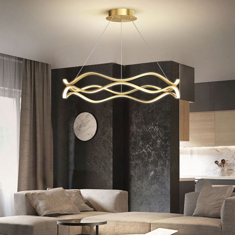 Metal Linear Chandelier Modern Style LED 2 Light Chandelier Lamp for Dining Room