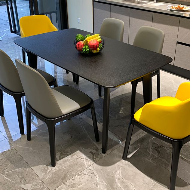 Modern Dining Table for Kitchen Black Dinette Table with Wooden Legs