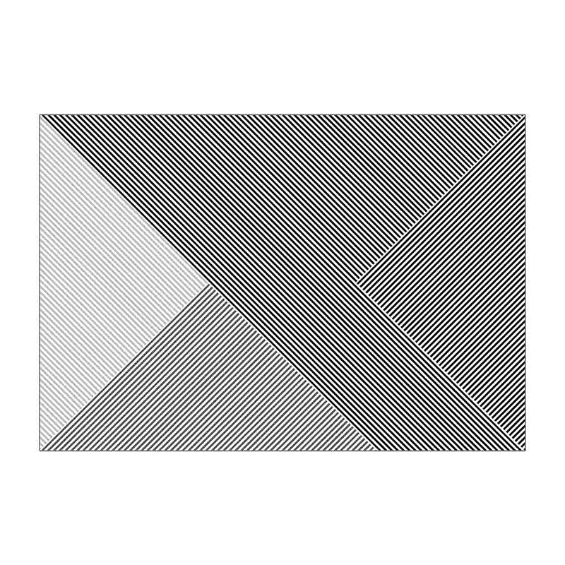 Grey Straight Stripe Rug Polyester Simple Rug Non-Slip Backing Rug for Living Room