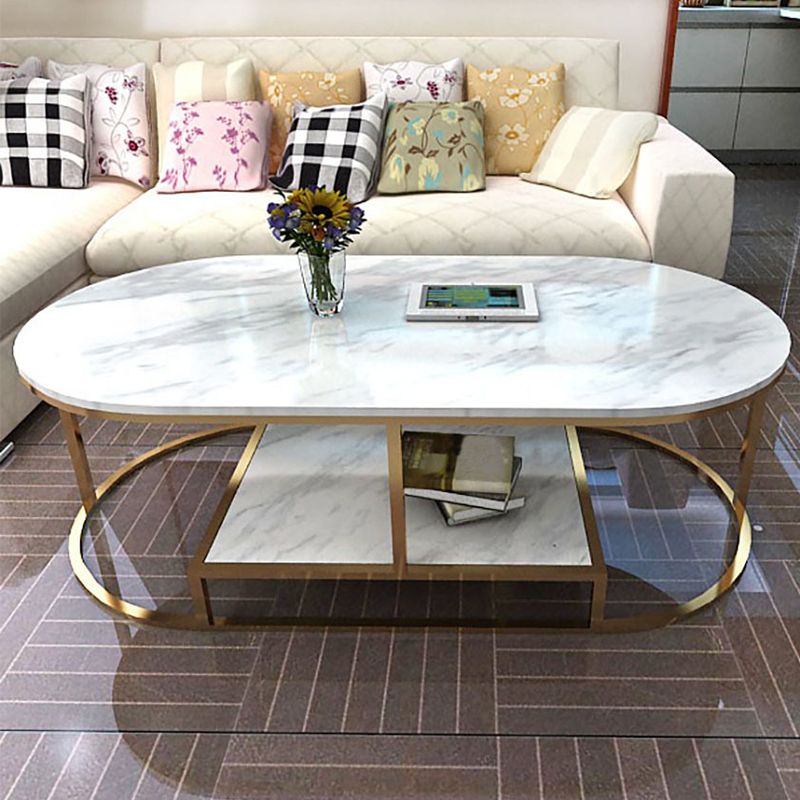 Contemporary Frame Cocktail Table  Rectangular Coffee Table with Storage