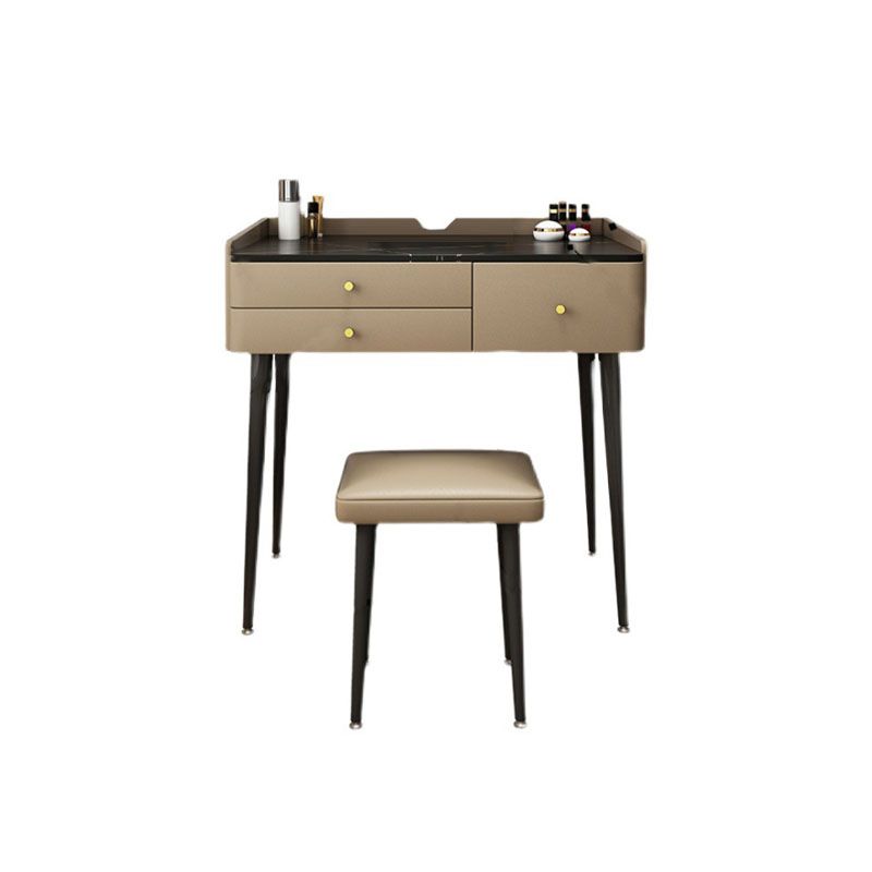 Contemporary Wooden Vanity Dressing Table Slate Top Makeup Vanity Set