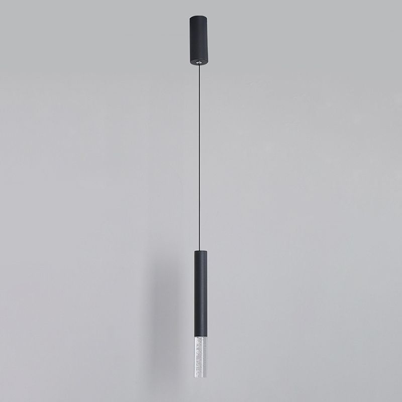 Cylinder Bedroom Pendant Lighting Fixture Acrylic LED Nordic Hanging Ceiling Light in Black