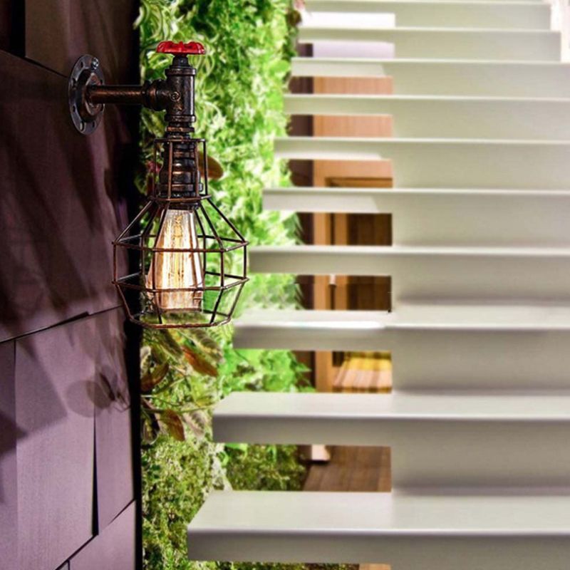 Industrial Geometric Sconce Light Fixture Metal 1-Light Wall Lights