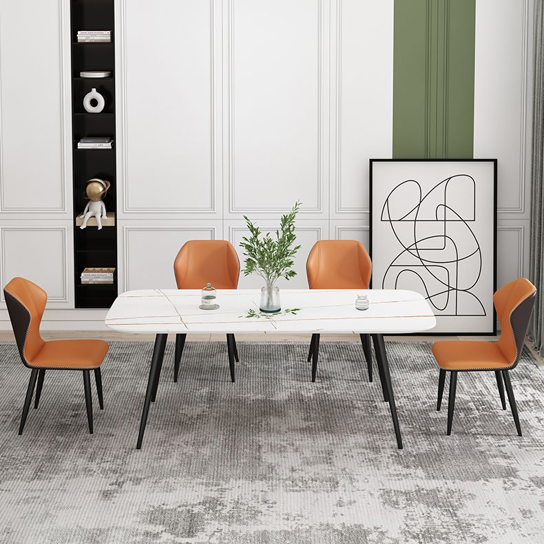 Chaise d'appoint scandinave à oreilles, chaise de salle à manger rembourrée en métal