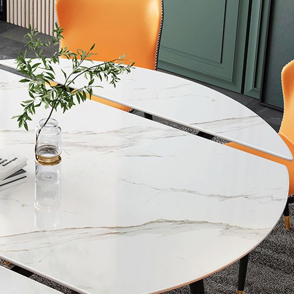 Traditional Luxury Round Drop-Leaf Dining Table Stone Furniture for Dining Room