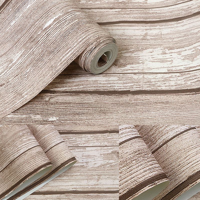 Papier peint rustique en planches de bois, PVC, résistant à l'eau, couleur claire, décoration murale pour salon