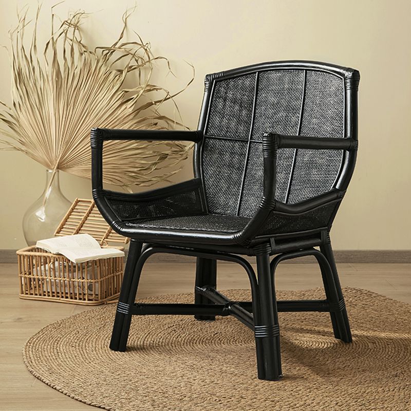 Solid Wood Lounge Chair Woven Back Side Chair for Living Room