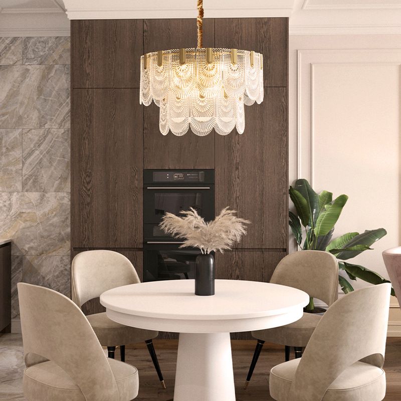 Tiered Chandelier Light Fixture Vintage Glass Pendant Lamp for Restaurant