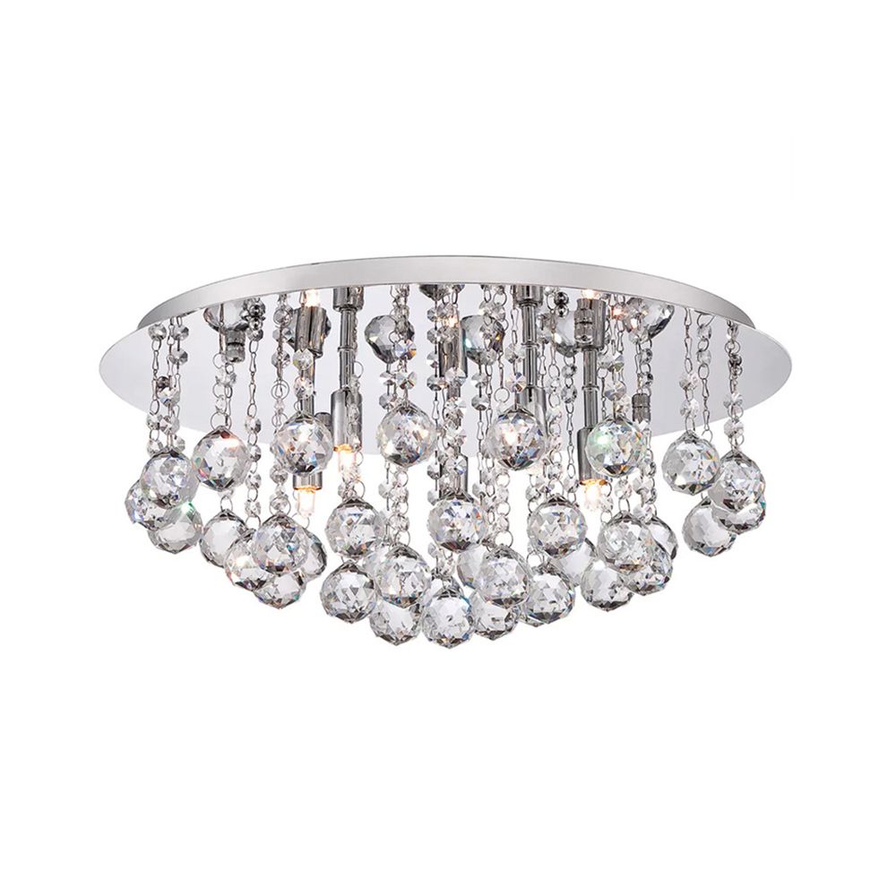 Cascading Flush Mount Light Contemporary Crystal 3/4/6 Lights Chrome Ceiling Light, 8"/14"/19.5" Wide