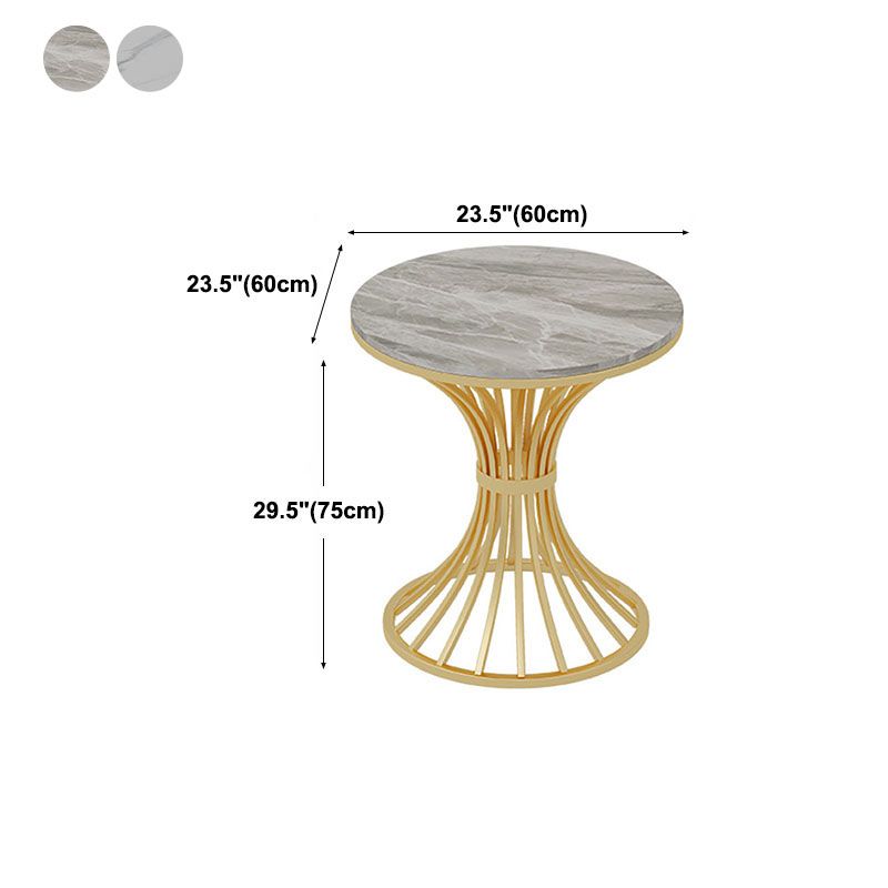 Gold Pedestal Dining Table Modern Style Round Stone Top Table