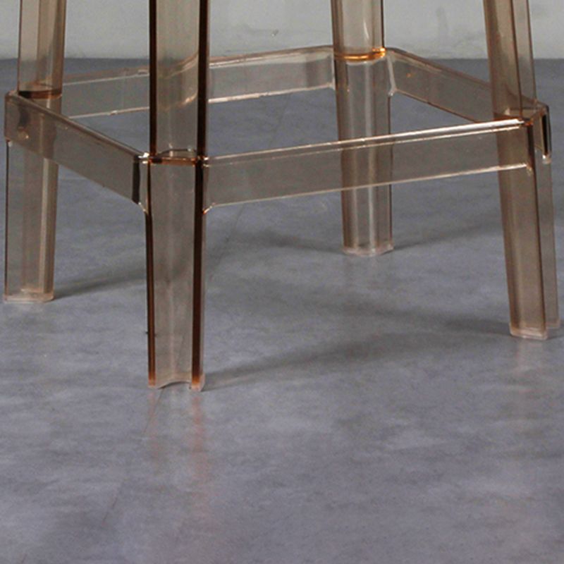 Taburete de bar apilable de plástico nórdico, taburete alto para interiores simples con asiento cuadrado