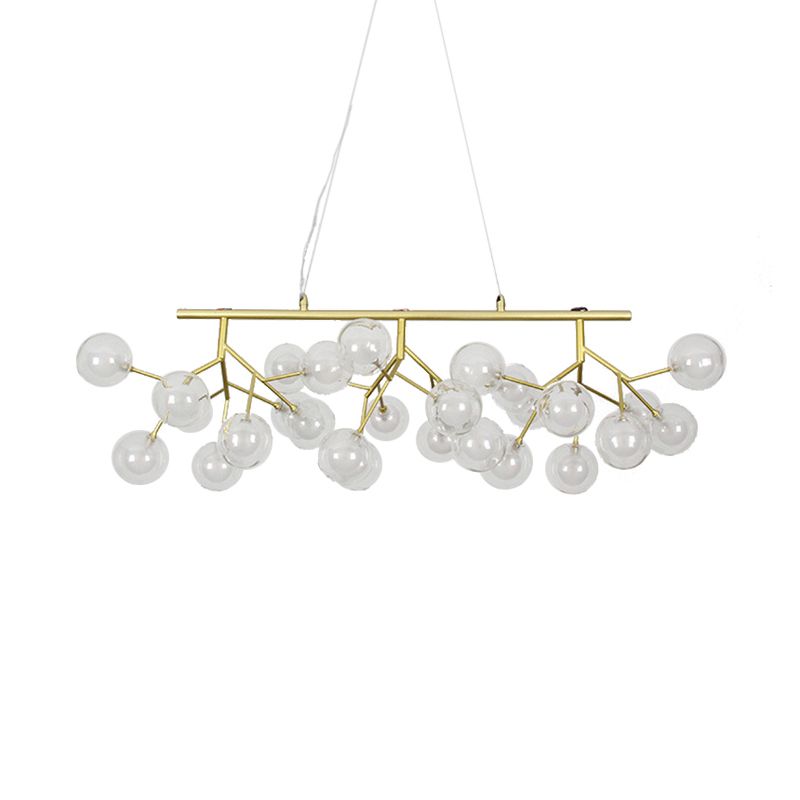 Blase Esszimmer Kronleuchter Licht mit Ast Design Clear Glass 39 "/47" W 27/36-Light Moderne Hanging Lampe in Gold