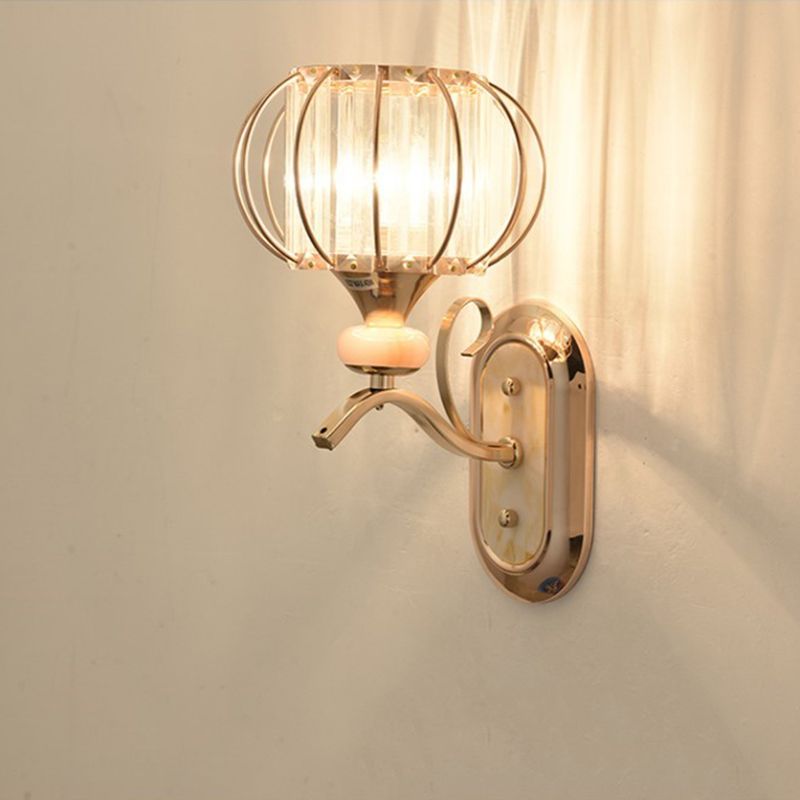 Gooseneck Crystal Wall Lamp Fixture Minimalist 1-Light Wall Sconce Light for Corridor