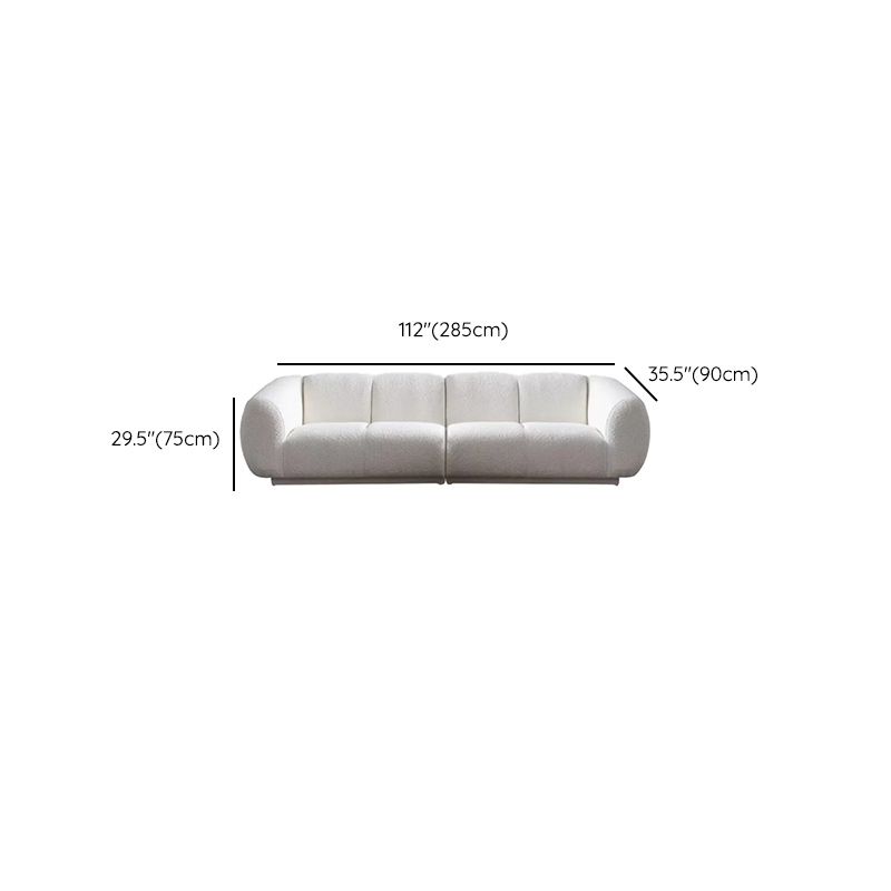 Minimalist Wool Sofa with Chaise in White 29.1" H Fabric Sofa