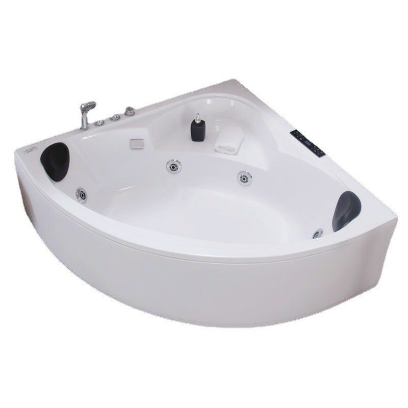 Modern Corner Acrylic-Fiberglass Bathtub Soaking Bathtub with Seat