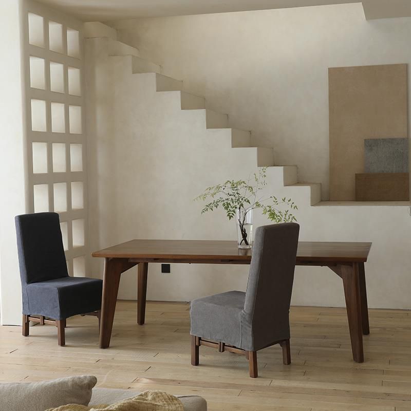 Rectangle Brown Base Dining Table Modern Pine Wood Table for Living Room