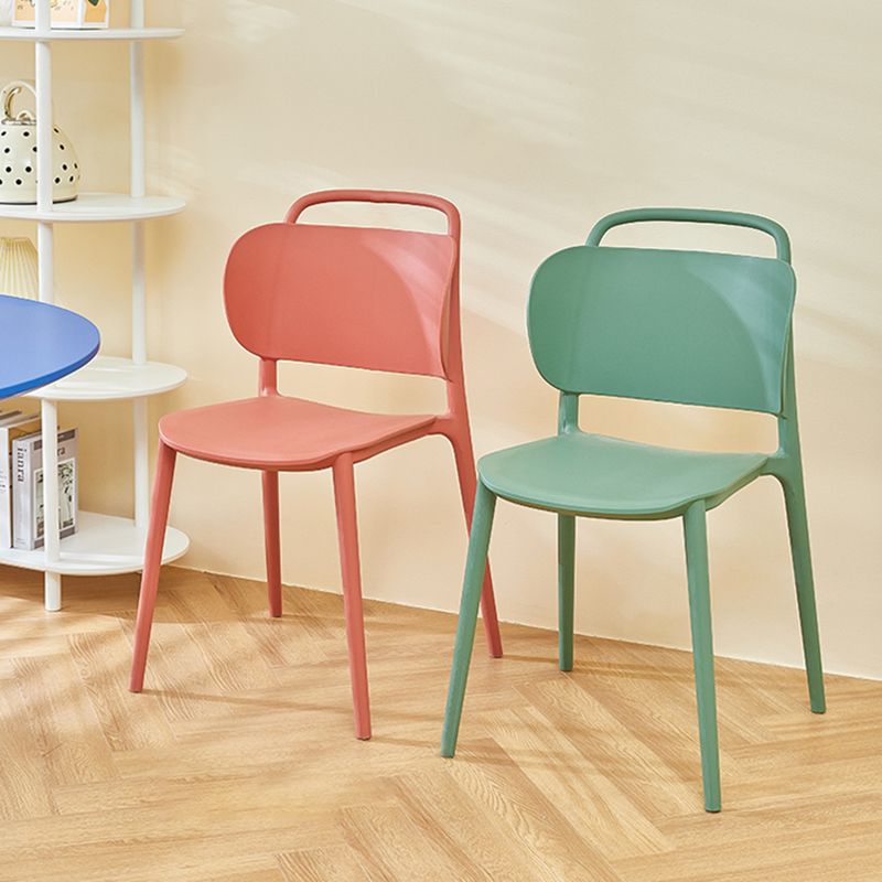 Silla de comedor de plástico de estilo contemporáneo, silla lateral sin brazos para cocina