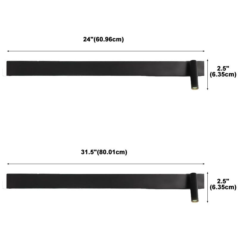 Moderne Metallwandleuchte gerade 3 Leuchten LED -Wandleuchten in Schwarz für Schlafzimmer